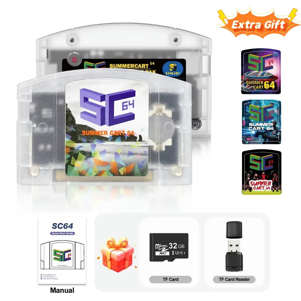 EPICJOY SummerCart 64 Open Source N64 Game Card For Nintendo 64 Game Console 32GB SD Card Compatibility 5400+ games & 64DD Games