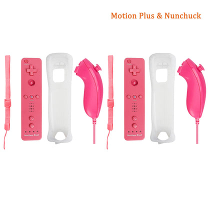 For Nintendo Wii/Wii U Joystick 2 in 1 Controller Set Wireless Remote Gamepad Motion Plus with Silicone Case Video Game