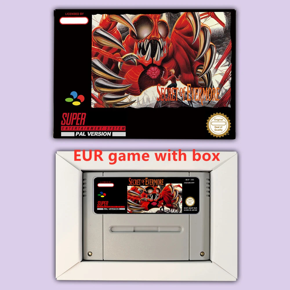 Secret of Evermore RPG game for SNES 16 bit USA NTSC or EUR PAL Video Game Consoles Cartridge